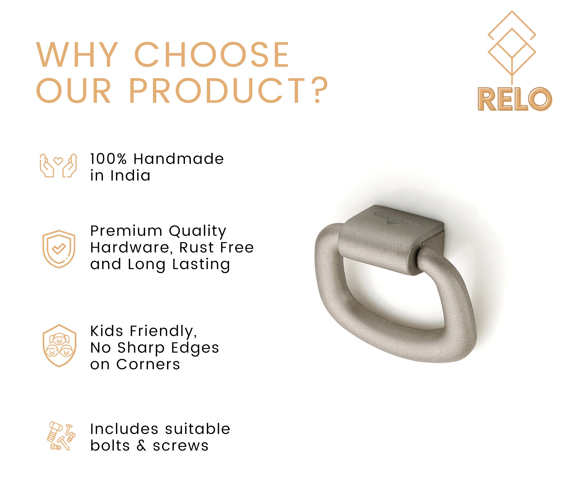 Relo 110 Super Satin Folding Knob For Drawers & Cupboards